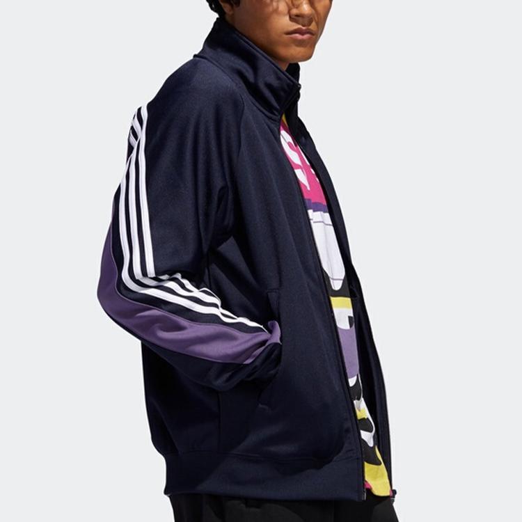 adidas Оригинальная повседневная спортивная куртка с воротником-стойкой в ​​виде трилистника, мужская верхняя одежда, темно-синяя FM1524