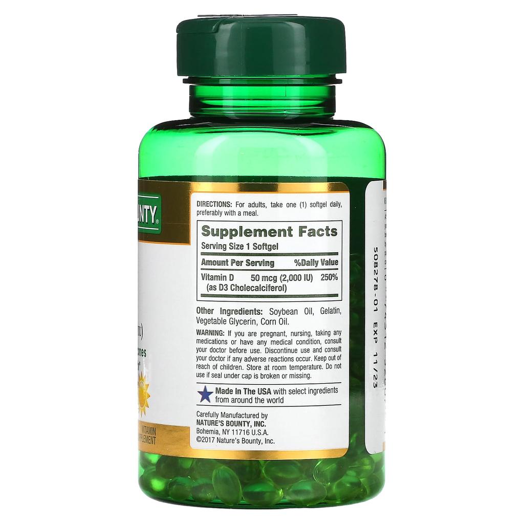 Nature'S Bounty, D3, 50Mcg(2,000Iu), 350 Softgels