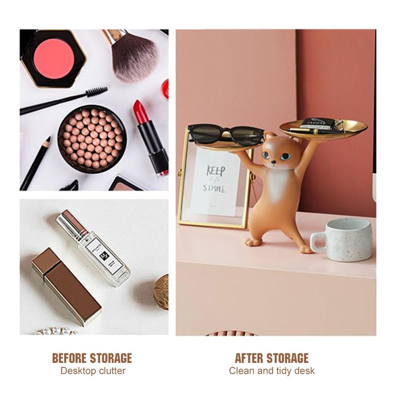 Креативный кошачий поднос смола скульптура фигурка ключ настольный конфетница дом офис стол хранение украшение аксессуары комната животное декор