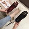 Весна и Осень 2023 Женские лаковые туфли-бобы - Повседневные слипоны на плоской подошве с квадратным носком