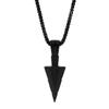 New Men Spear Point Arrowhead Pendant Necklace with 24 Inches Chain, Gun Black