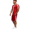 Mens Summer Leisure Stripe Color Collision Short Sleeve Shorts Sports Thin Sets