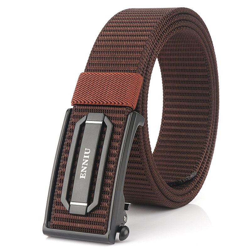 Новый мужской ремень для поездок на работу с автоматической пряжкой из нейлона, универсальный двухслойный толстый ремень для отдыха на природе