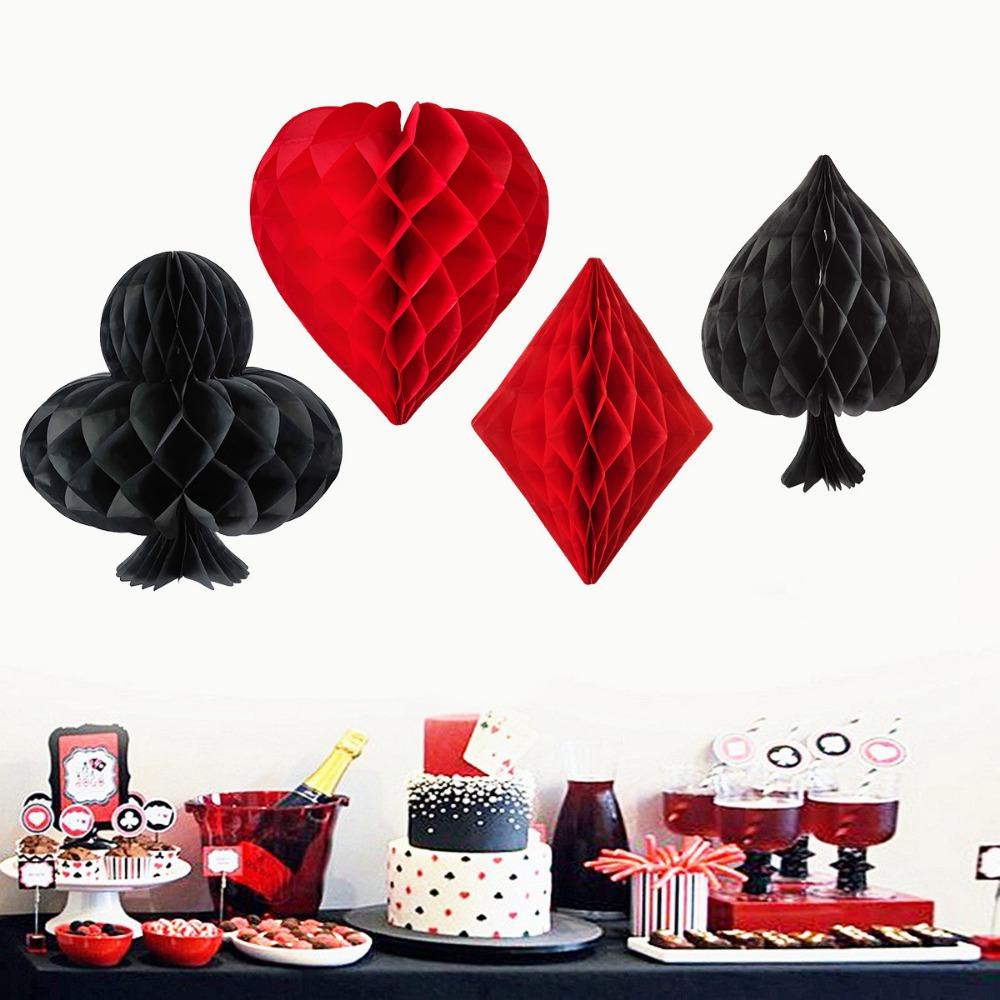 4pcs/Set Three-dimensional Honeycomb Hanging Ornament Casino Party Decoration Stage Layout