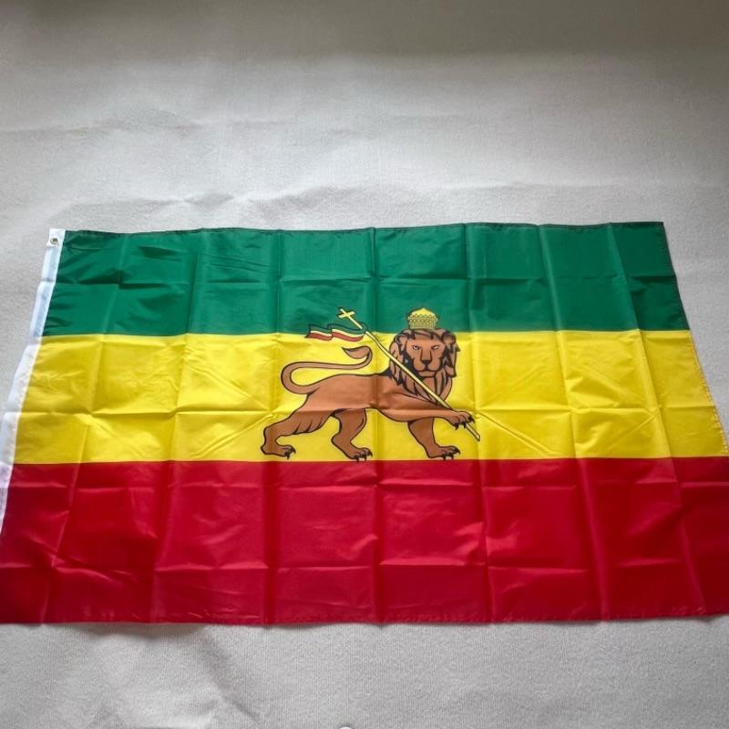 Ethiopia Flag 90x150cm High Quality Polyester Hanging Judah Lion Ethiopian Lion of Judah Flag for Home Decoration