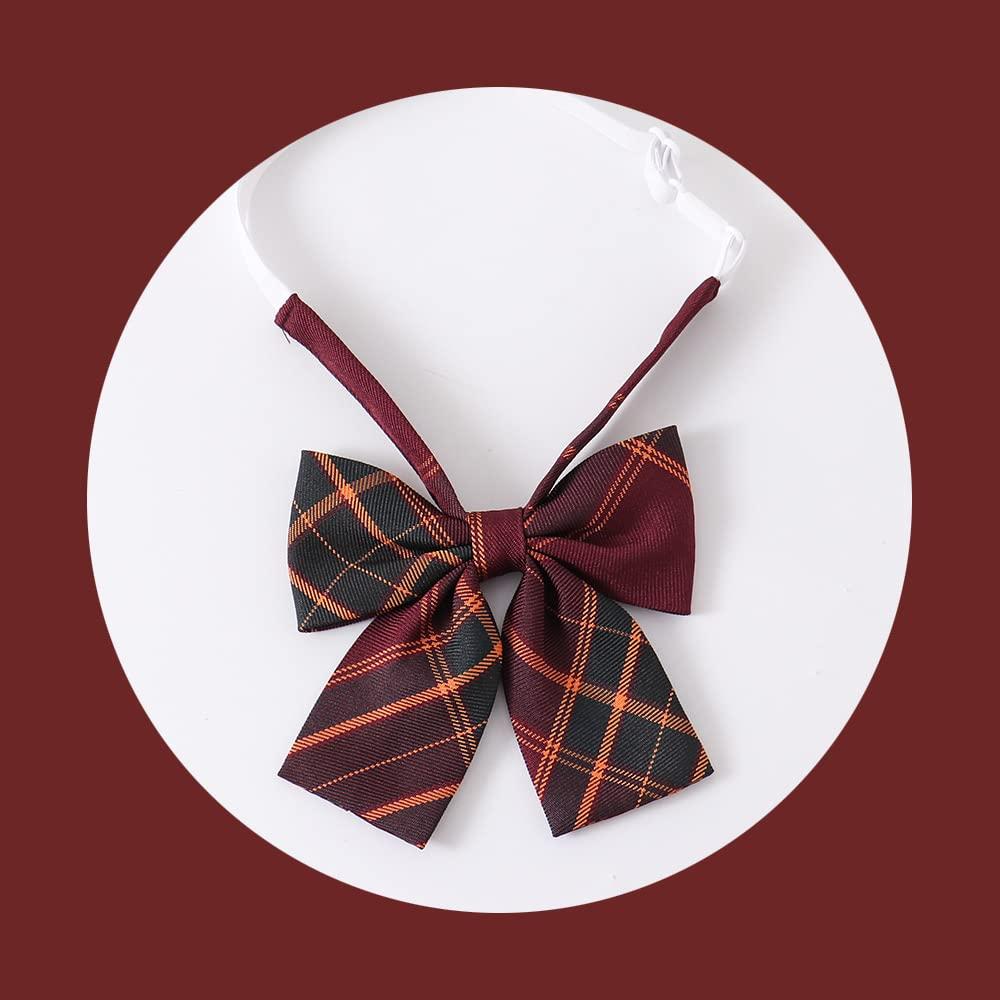 Sharphon Check Pleated Pleated Bow Set Skirt, 43/48cm Length, B10, Uniform, High-Waisted Skirt, Tie, 3-Piece