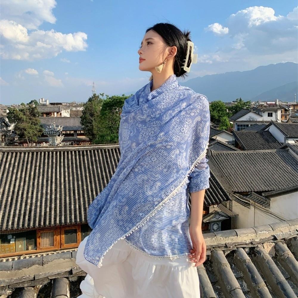 Sun Protection Paisley Shawl Head Wraps Beach Scarf Retro Sunscreen Shawl  Outdoor