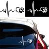 ECG Love Dog Footprint Sticker Car Window Laptop Decoration Electrocardiogram Dog Creative Cartoon Cute Black/White Accessories