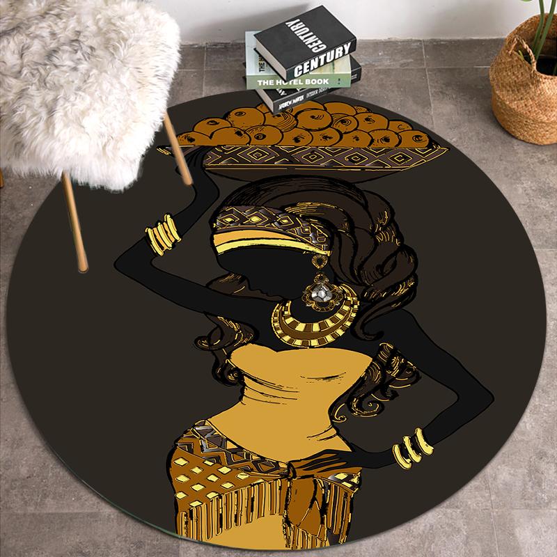Круглые ковры в этническом стиле для гостиной, спальни, традиционные африканские женские коврики с узором, мягкие фланелевые коврики для домашнего декора, кухонный коврик