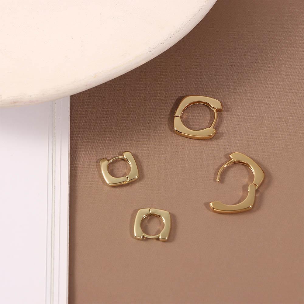 Французская простота Золотой цвет Серебристый цвет Модная бижутерия Серьги-пусеты Серьги-кольца Квадратные серьги