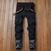 Spring Autumn Men's Jeans Fashion Casual Slim Black Large Pocket Comfortable Pants