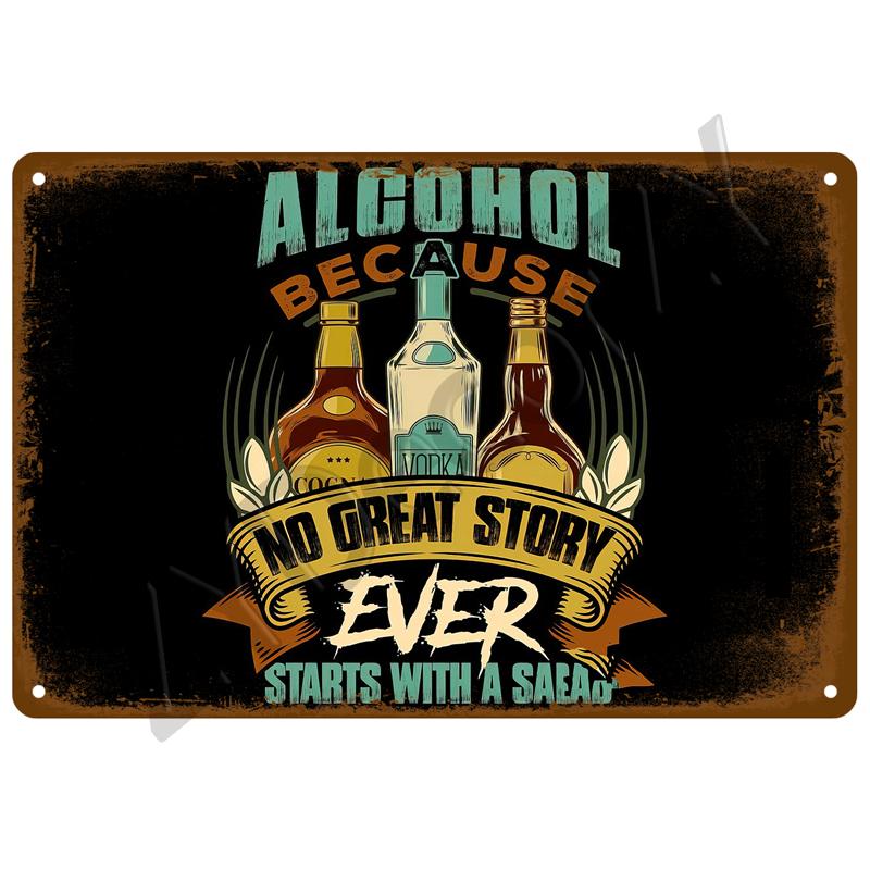 Vintage Posters Cocktail Tin Sign Plaque Metal Sign Plate Decoration Wall Art Home Decor For Bar Pub Club Man Cave Iron Painting