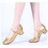 Размер 34-42, женские туфли для современных танцев из полиуретана, золотистые, с закрытым носком, для начинающих, туфли Мэри Джейн на низком каблуке