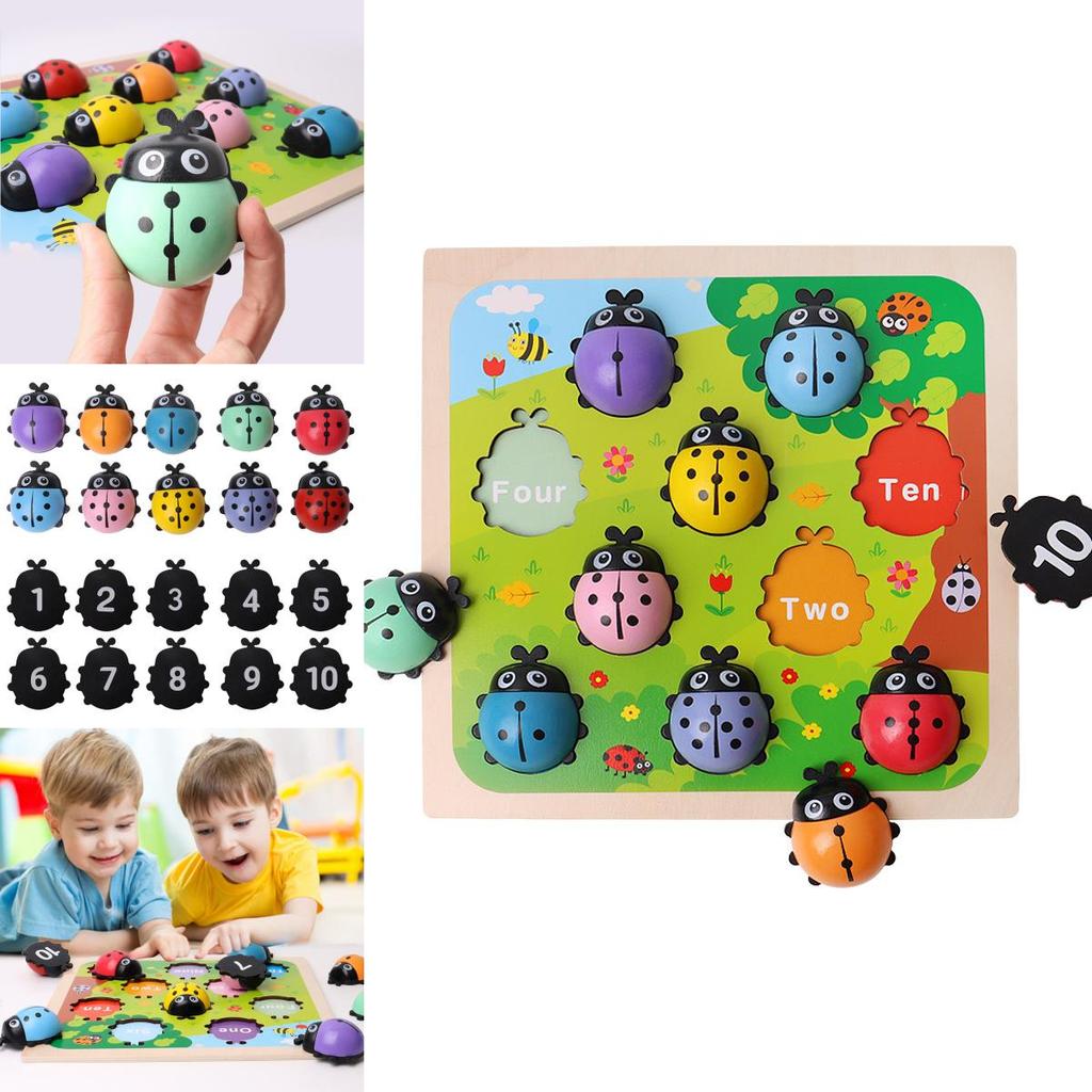 Educational Wooden Ladybug Number Puzzle For Toddlers Cognitive Skills And Play