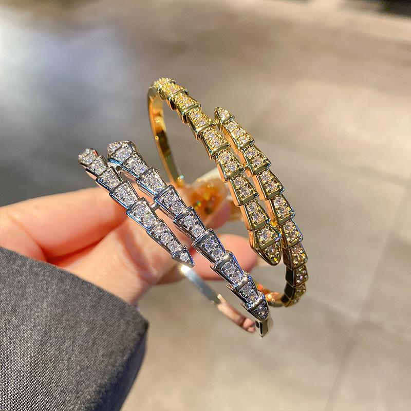 Half Snake European and American Hot Selling Copper Plated T-shaped Zircon Women's Bracelet