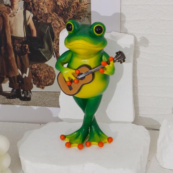 Статуэтка Лягушки-Музыканта Yousheng, вырезанная вручную, украшение лягушки с УФ-покрытием, миниатюрная полирезиновая фигурка, играющая на музыкальном инструменте, декор для сада