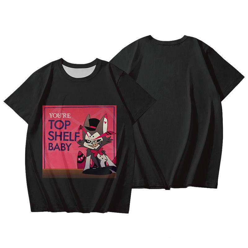 10 цветов Hazbin Hotel Аниме Женские и мужские футболки Аниме Рубашка с круглым вырезом с мультяшным принтом Негабаритные с короткими рукавами Модная мужская одежда Уличная одежда