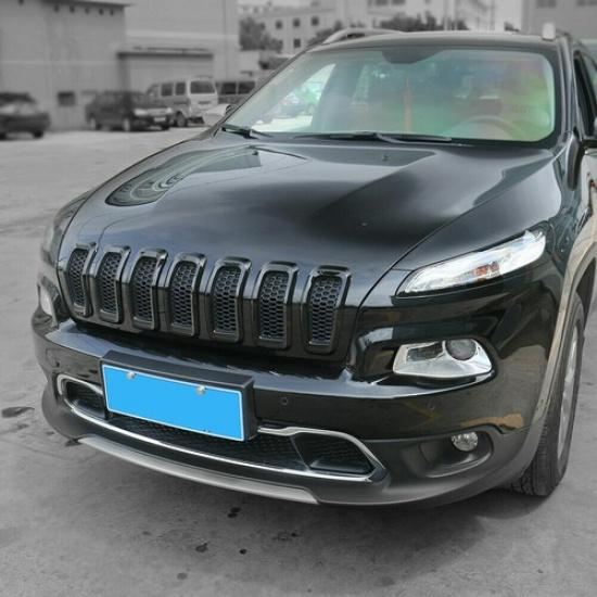 7pcs Car Front Grille Inserts Grill Frame Trim for Jeep Cherokee 2014-2018 Black