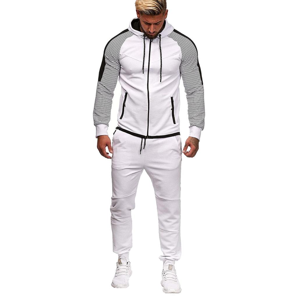 Мужской весенне-осенний кардиган с круглым вырезом и капюшоном, костюм-толстовка с цветными блоками