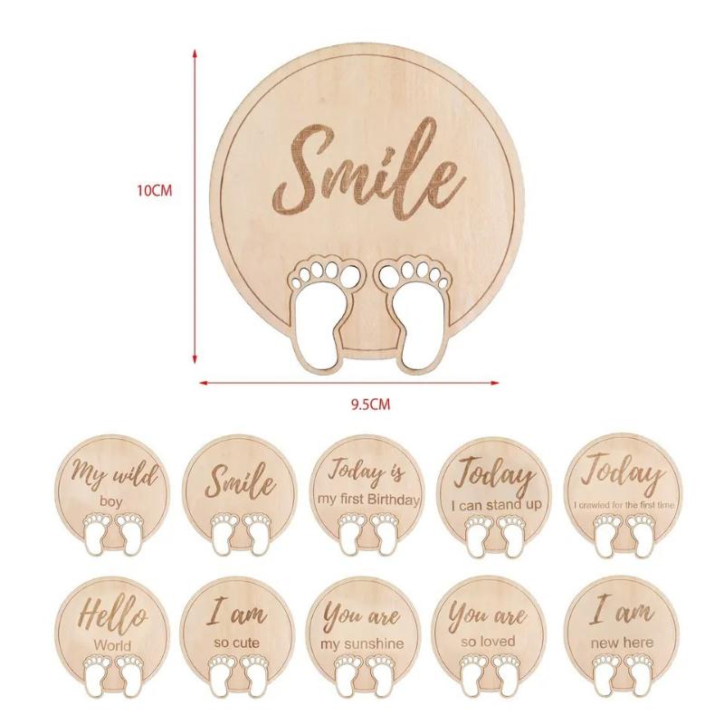 Personalized Wooden Baby Monthly Milestone Cards 10Pcs Set Newborn Photo Props Boys Girls Growth Tracker Nursery Gift Keepsake