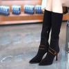 Pointed Toe Knee High Shaft Shoes Woman Elastic Sock Long Boots for Women Spring 2025 Designer Luxury Pu Footwear Sale Gyaru Hot