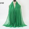 New Fashionable Women's Long Crinkled Cotton Linen Scarf with Tassel Edge - Solid Color Shawl