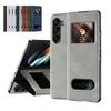 Чехол-книжка для Samsung Galaxy Z Fold 8 Ultra / Z Fold 7 6 5 2 с двойным окном, подставкой, кожаный защитный чехол