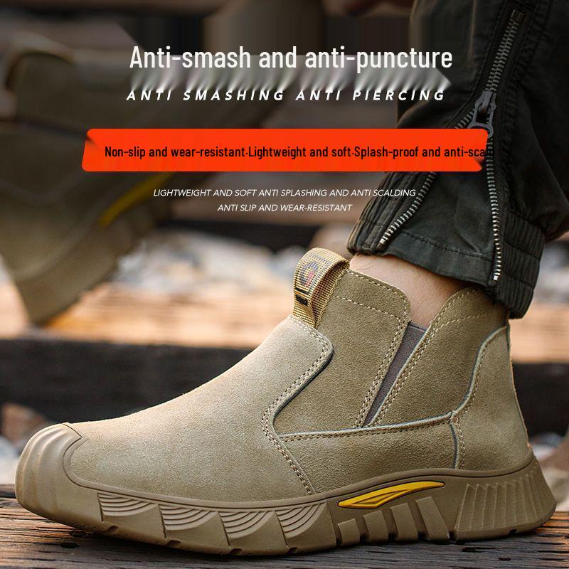 Мужские защитные сварочные ботинки со стальным подноском - Легкие, дышащие, с защитой от запаха, износостойкие, с мягкой подошвой и защитой от проколов.