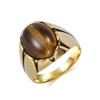 Vintage Tiger Eye Stone Ring for Men Black Oval Cabochon Stainless Steel Band Gothic Boho Unisex Jewelry Europe & America Retro Fashion Accessories