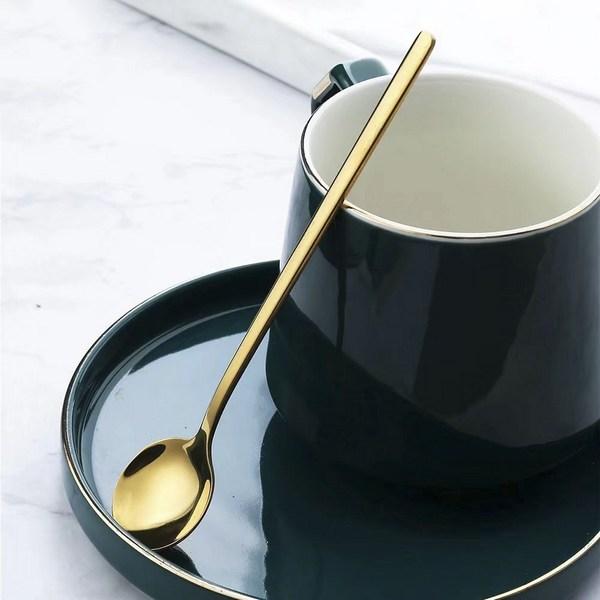 XC Light Stainless Steel Creative European Long Spoon Set of 6, 1 Piece, Gold, Korean Popular Tableware