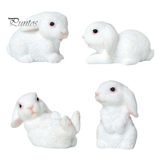 4 шт. Мини-статуэтки кроликов, миниатюрные фигурки кроликов из смолы, пасхальный декор, скульптуры кроликов для поделок своими руками, сад фей, весенний декор стола