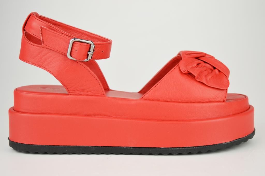 Босоножки на платформе Evromoda 2023 34 Красный кожа