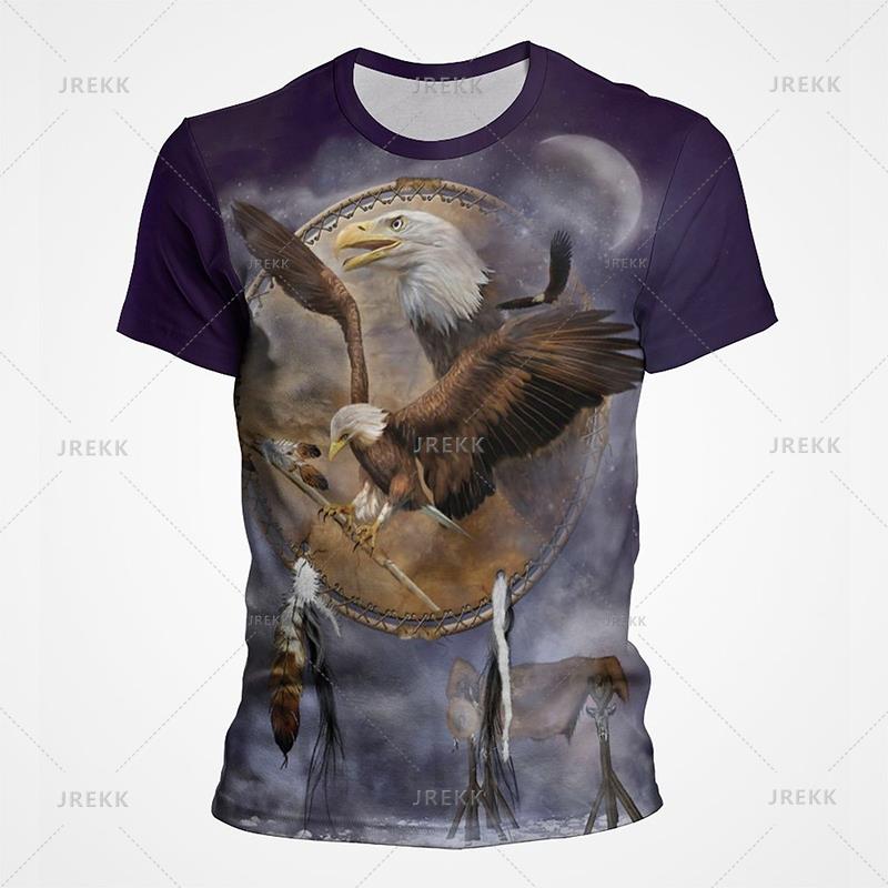 Футболки в уличном стиле с принтом американского орла и ястреба Белая голова морского орла с графическим принтом, полностью покрытая футболка Breathe Casual с коротким рукавом