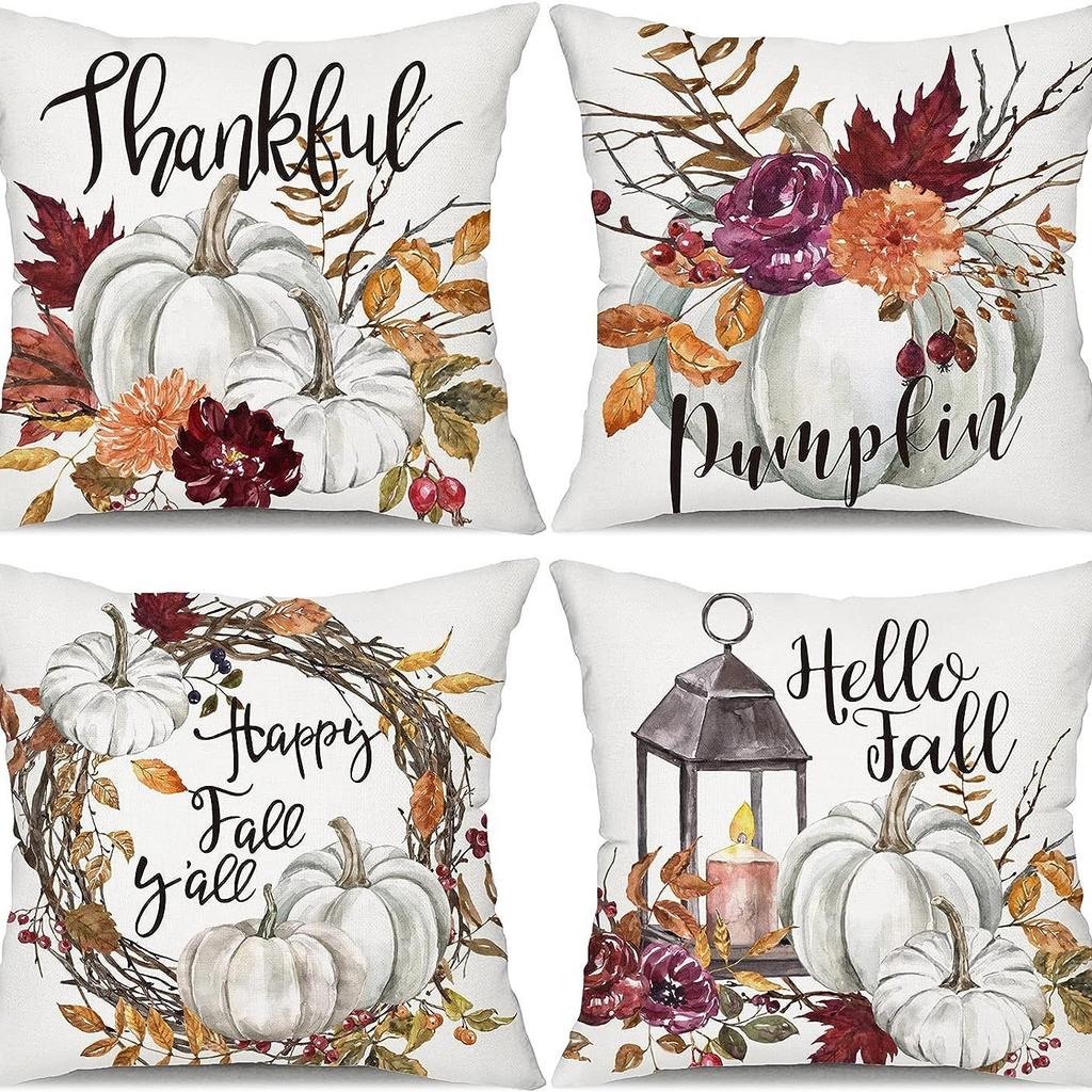 Autumn Thanksgiving Pumpkin Maple Car Line Printed Pillow Clothes Quilt Cover Room Decoration Sofa Cushion