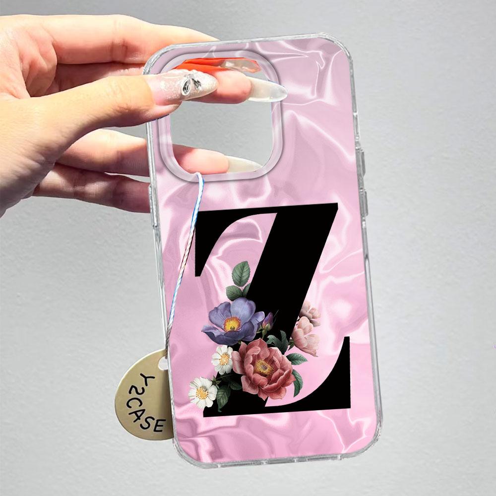 A-Z Черная Буква Пион Цветок Противоударный Чехол для Телефона Для Xiaomi Redmi A5 A3 A4 A1 A2 9A 9C 9 10 Силиконовый Парный Чехол Задняя Крышка