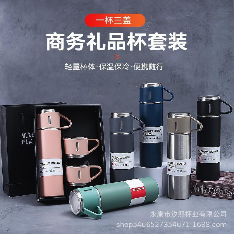 304 Stainless Steel Insulated Tumbler 500ml Business Style 3 Lids Gift Set