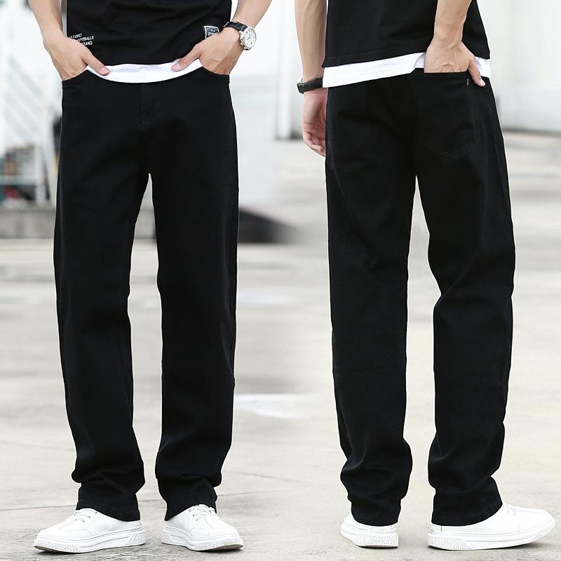 Мужские джинсы больших размеров, свободные прямые, тренд с высокой посадкой, стрейч, мужские повседневные джинсовые брюки