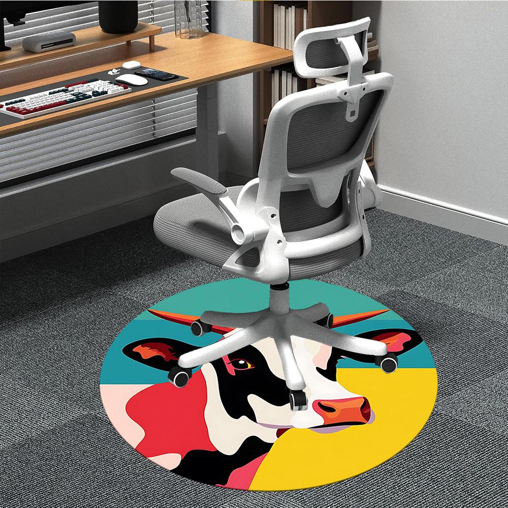 1pc Cow Abstract Chair Carpet for Office, Perfect for Office, Holiday Party Decoration Choice yy260314007