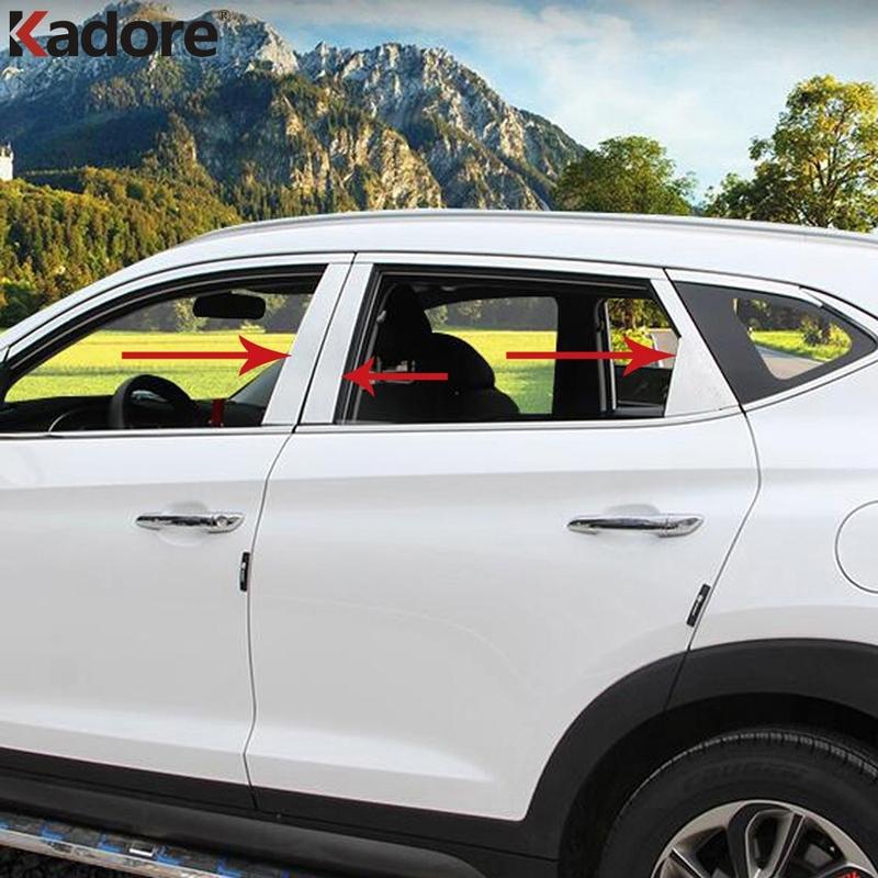 Накладка на центральную стойку кузова для Hyundai Tucson 2015 2016 2017 2018, полоса из нержавеющей стали на стойки B C, автомобильные аксессуары