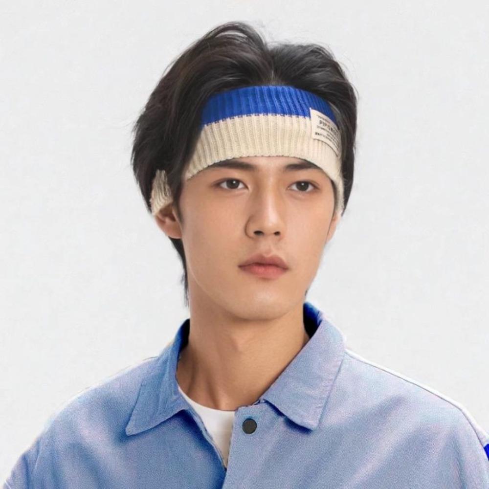 Stretchy Workout Headband Soft Contrast Color Headwrap Fashion Knitted Headband Boys