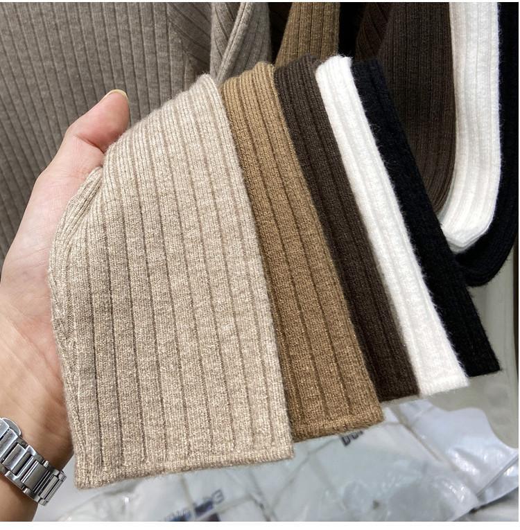 Уникальный круглый вырез, вязаный свитер для женщин, осень и зима, короткий базовый свитер, черный топ с длинными рукавами