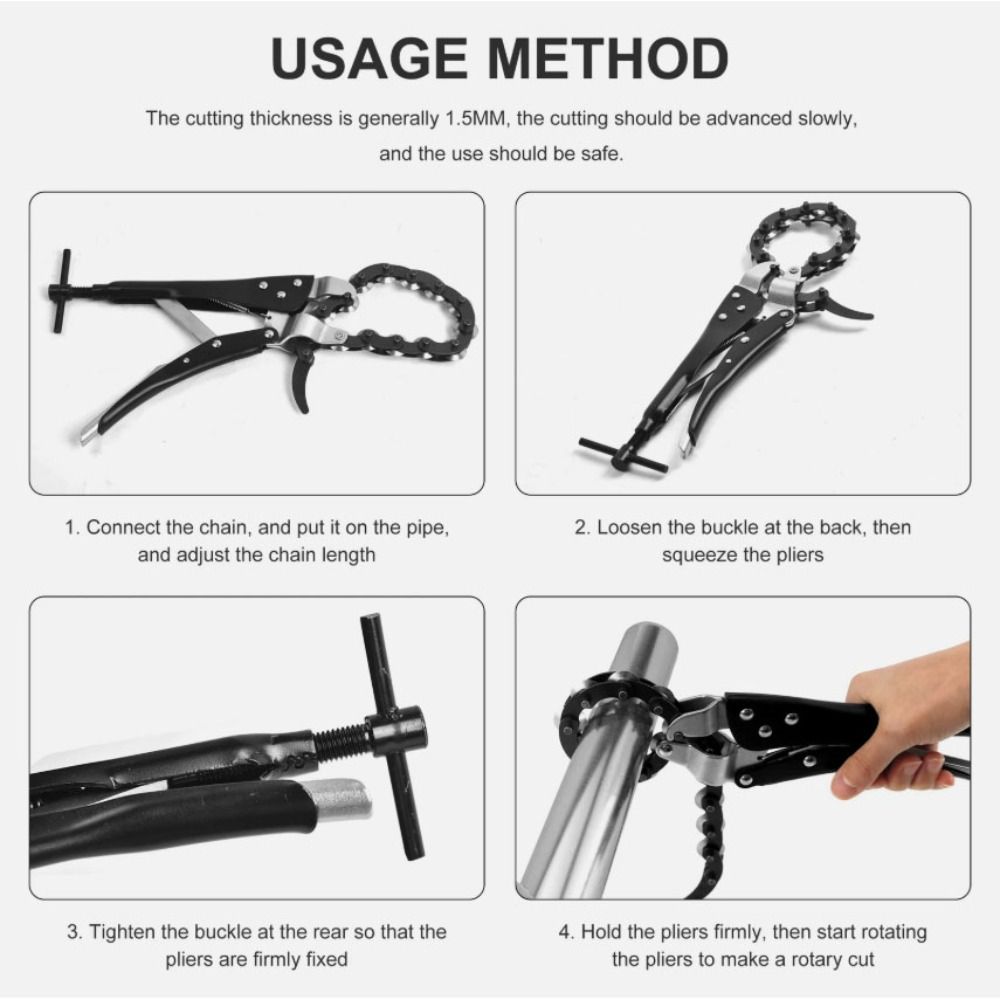 Carbon Steel Chain Pipe Cutter Chain Lock-Grip Tailpipe Cutter  Pipeline Modification