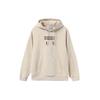 Li Ning Sports Lifestyle Series Embroidered Logo Loose Fleece Warm Hooded Long Sleeve Sweatshirt Unisex Sweatshirt Beige AWDRB74-5