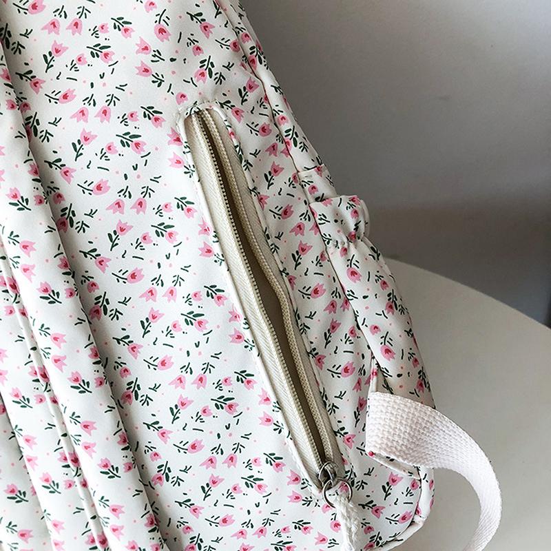 Студенческий школьный рюкзак с цветочным принтом, белый, школьные сумки для девочек-подростков, милый женский рюкзак, сумка для книг, нейлоновый рюкзак