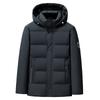 Мужская пуховая куртка на 85% из гусиного пуха, зимнее пальто в стиле business casual с воротником-стойкой и съемным капюшоном на кулиске