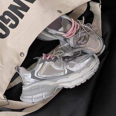 Кожаные кроссовки на платформе для детей, модели весна-лето 2025, сетчатые дышащие туфли, женские туфли на мягкой подошве, повседневная спортивная обувь