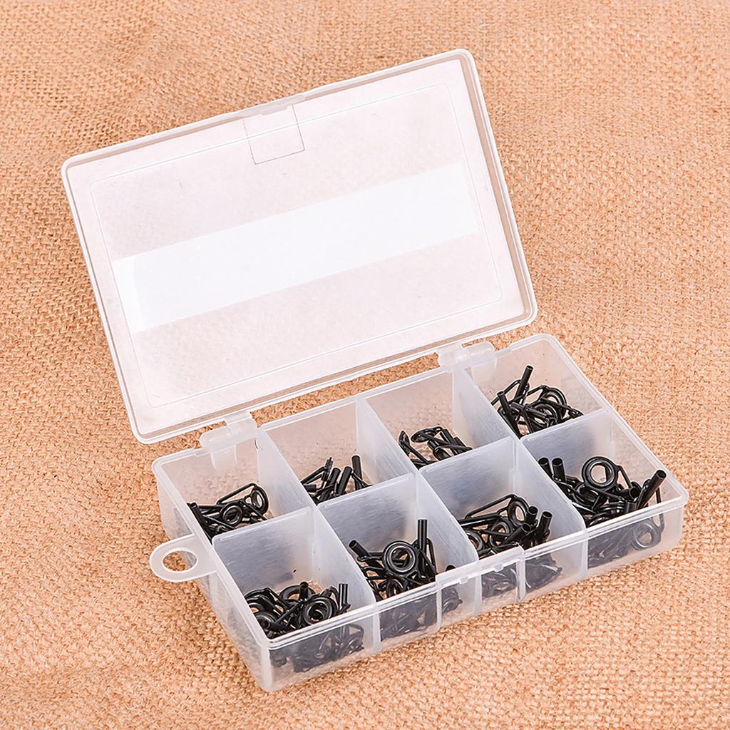 Коробка 80 шт. 8 размеров Набор для ремонта наконечника направляющего кольца телескопического удилища Сделай сам Кольца для глаз Направляющая удилища Рыболовные снасти