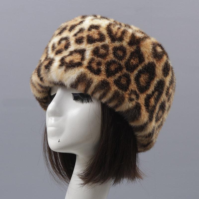 Autumn and winter imitation Rex rabbit hair round flat top hat short plush fur thickened fluff the elderly warm beanie children