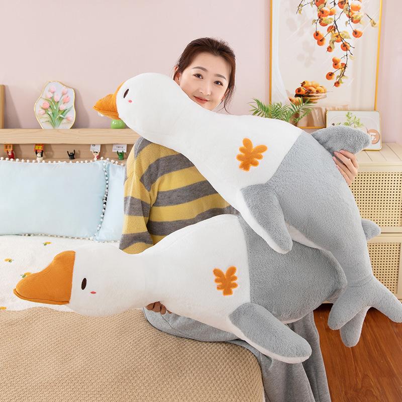 Creative Fish and Goose Throw Pillow Big White Goose Plush Toy for Male and Female Girlfriends Funny and Practical Throw Pillow Gift