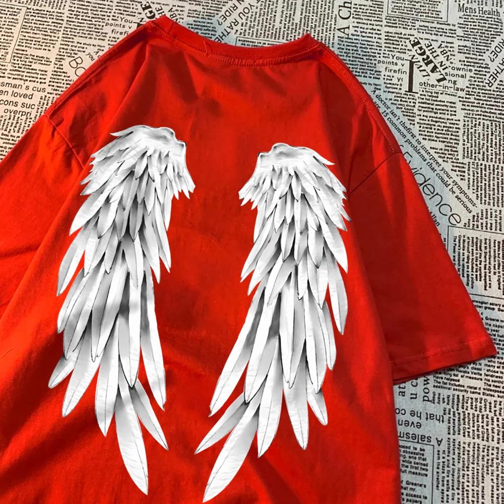Футболка с рисунком «Крылья ангела» для мужчин и женщин, качественные футболки в стиле хип-хоп, креативные топы с круглым вырезом, футболки с индивидуальным дизайном